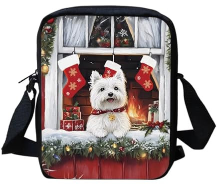 Binienty Kinder-Umhängetasche, kleine Umhängetasche, Handtasche, für Reisen, Schule, Wandern, West Highland Terrier, Einheitsgröße