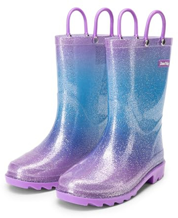 DREAM PAIRS Stivali Pioggia Bambini Iridescenti | Impermeabili, slip-on, colori iridescenti, fodera in mesh, suola antiscivolo per gioco sulla pioggia.