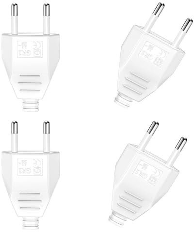 VIEVRE Eurostecker Flach,4 Stück Stromstecker,220v Eurostecker,Flacher Eurostecker,Stecker(220V, 2.5A),Schuko Stecker Flach,Euro Stecker,Stromstecker Flach,Euro Stecker Flach(Weiss)