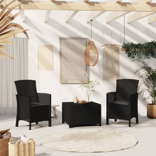 AJJHUUKI Gartenmöbel Gartenstühle 2 Stück mit Kissen PP Rattan Graphit-Möbel