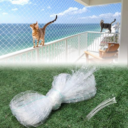 ADERTOS Redes para Gatos 5x5m | Malla para Gatos para Balcón, Jardín y Terraza | Red de Seguridad para Gatos Ventanas sin Taladro | Mallas Protectoras para Gatos para Estanques