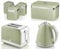 Swan Retro Kitchen Set of 6 in Green Including 1.5L 3KW Jug Kettle, 2 Slice Toaster, Bread Bin, Set of 3 Tea, Coffee, Sugar Canisters. Retro Design Kitchen Set