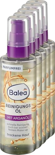 Balea Reinigungsöl, 500 ml (5x 100 ml) - Reinigt sanft Gesicht, Augen sowie Lippen - Parfumfrei und mit Arganöl