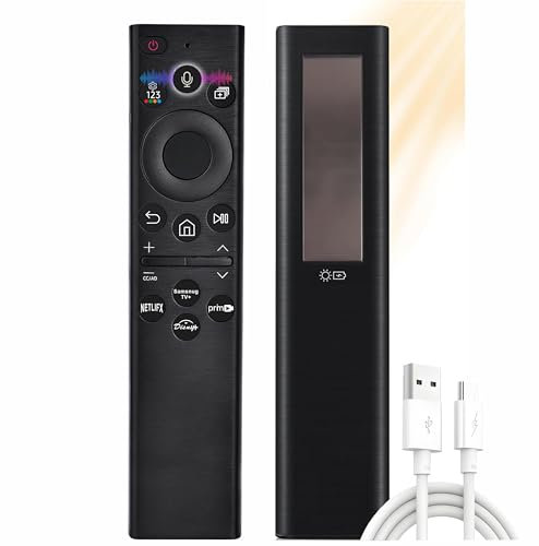 Replacement Solar TV Remote Control for Samsung Smart TV (2018-2025): Rechargeable solarcell, USB-C Charging, Voice & Bluetooth, Neo, QLED, Crystal UHD, Frame, Terrace, Sero, Serif and Monitor