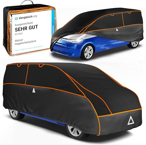 WALSER Hagelschutz Abdeckplane Transporter, TÜV geprüfte* Abdeckplane Bus Perma Protect, Auszeichnung Sehr Gut* Hagelschutzplane Größe 12 für VW T4/T5/T6/Ford Tourneo/Opel Vivaro/Mercedes Vito/Viano