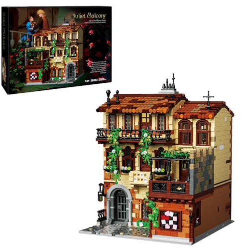 Architecture Julias Balkon in Verona, Groß Retro Haus Modular Klemmbausteine City Architektur Set, Sammelmodell eines Romantik Wahrzeichens, Geschenk für Erwachsene, Mutter, Ehefrau,‎mehrfarbig