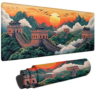 Mauspad XXL 900x400 mm, Schreibtischunterlage für Büro, Mousepad Landschaft Muster, Gaming Mauspad Groß mit Vernähter Rand, Wasserdicht und rutschfest, Mouse Pad für Gaming Zubehör, Büro, Home X-9