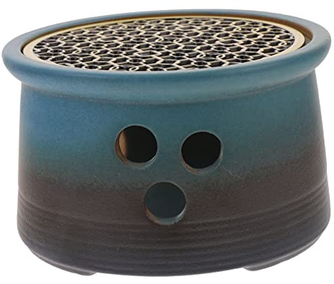 BESTYASH Ceramic Teapot Warmer Black Essential Oil Burner Wax Melt Stove Tea Candle Heater Portable Lightweight Tabletop Melting Burner for Daily Use