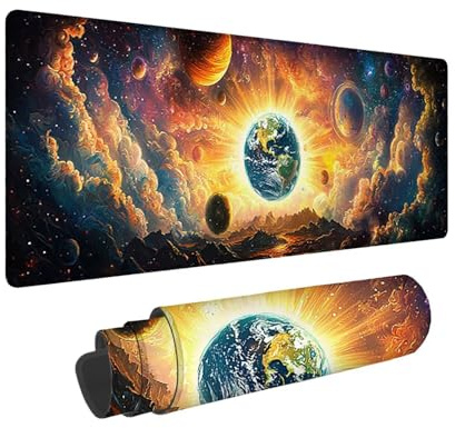 HHQGOUYG Alfombrilla Ratón Gaming XXL, Gaming Mouse Pad 600 x 300 mm, Protector Escritorio Antideslizante, Alfombrilla de Ratón Faro, Mousepad Grande, Tapete Raton para Jugadores de PC, Oficina R-108