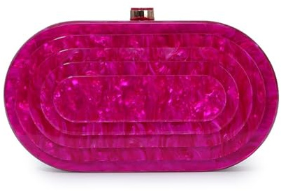 LLILUEBVA Abendclutch aus Acryl for Damen, muschelförmige Handtasche, marmorierte Geldbörse, formelle Tasche for Partys, Braut- und Hochzeitstaschen, Umhängetasche(Hot Pink)