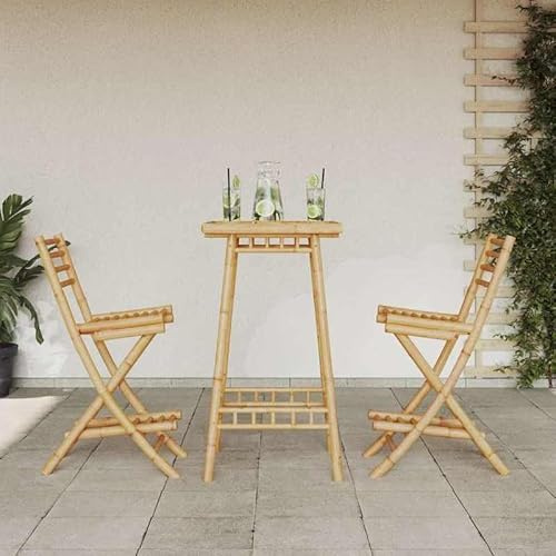 Eleganz Klappbare Outdoor-Barhocker aus Bambus 2 STK. mit Fußstützen - Gartensitzmöbel für Terrasse & Garten, langlebig & umweltfreundlich