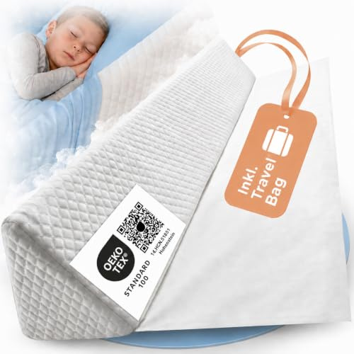 LUNOVA® Rausfallschutz Bett Reise Kinder & Baby - Boxspringbett mobil | Mit Gurt & Reisetasche · zusammenrollbar · formstabil statt aufblasbar · ohne Montage · für Elternbett, Urlaub & Wohnmobil