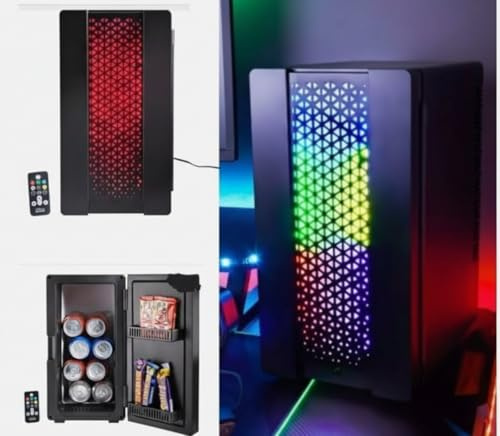 Mini Gaming Fridge 10L – RGB LED Lights, Remote-Controlled, Removable Shelf, Perfect for Energy Drinks, Snacks, Bedroom, Office, or Gaming Room-A16