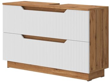 Vicco Waschbeckenunterschrank Lotta, Weiß, 99.4 x 62.5 cm | mit 2 Schubladen, zur Aufbewahrung von Badutensilien unter dem Waschbecken