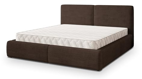 Masseno Polsterbett FELURO P 120x200 cm, Doppelbett, Bettkasten, Stauraum, Lattenrost Und Kopfteil - Braun, POSO 06
