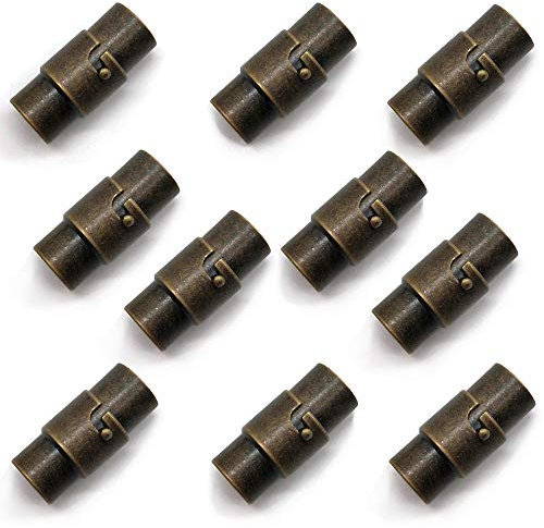 REKYO 10 PCS Magnetic Jewellery Bracelet Clasps for Leather Necklace Bracelet Cord End Caps for Jewellery Making (Retro Brozen 3)