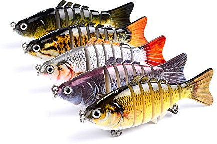 MKNzone 1 pc Multi-Gelenk Fischköder, lebensechte Multi-Abschnitt Schwimmköder, 10 cm / 15.5g Hardbait Wobbler(5 Zufällige Farben)