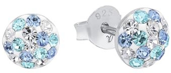 Amor Ohrstecker 925 Sterling Silber Mädchen Kinder Ohrschmuck, mit Preciosa, 0,6 cm, Blau, Kommt in Schmuck Geschenk Box, 2021193