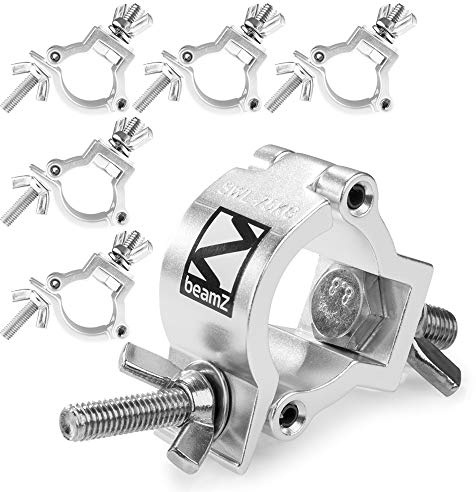 6x BeamZ BC35-75 Compact Half Coupler Slimline Aluminium Lighting Clamp, Professional Truss O-Clamp Holder, Stage & Event Rigging, Heavy Duty Secure Mounting, 75kg Load Capacity (32-35mm)