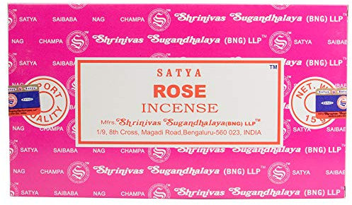 Indian Cottage Craft Satya Nag Champa Lot de 12 boîtes de bâtons d'encens Rose 15 g