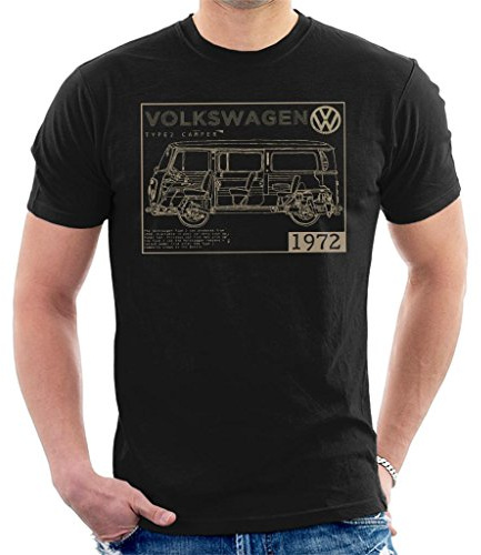 Volkswagen Type 2 Camper Plans Light Text Men's T-Shirt Black