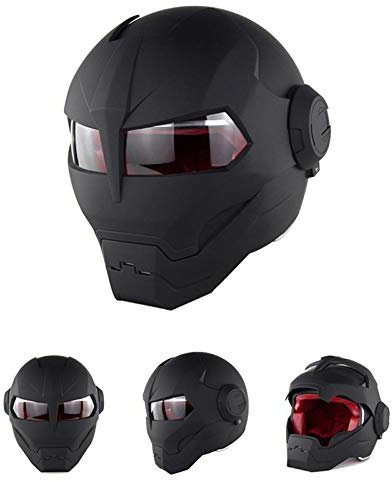 Braveking Motorradhelm, Iron Man-Integralhelm, Klapphelm, Vintage Harley-Helm,4,L
