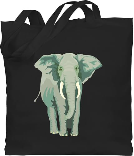 Baumwolltasche - Dschungel Deko Wildnis - Elefant Geschenk Elephant I - Unisize - Schwarz - geschenkidee elefanten tiermotiv animal print liebhaber stoffbeutel stofftasche+elefant tiermotive
