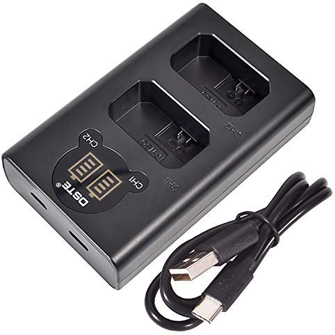 DSTE NP-FW50 Dual USB Charger with LCD Display Compatible for Sony Alpha 7, a7, Alpha 7R, a7R, Alpha 7R II, Alpha a6100, a6000, NEX-3N, RX10 IV, DSC-RX10,ZV-E10 Digital Camera