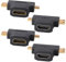 J&D 2 in 1 HDMI a Mini/Micro HDMI Adaptador, Pack de 4 Mini y Micro HDMI Macho a HDMI Hembra Adaptador Universal en T con Conectores Chapados en Oro