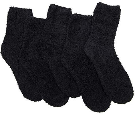 TOCONFFON Damen Kuschelige Flauschige Socken Weiche Plüsch Socken 5 Paar(Schwarz)