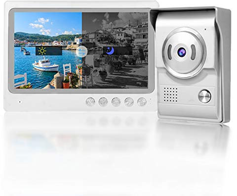 Visiophone Connecté Interphone Vidéo, 9 Pouces Moniteur Tactile, vision nocturne, Audio Bidirectionnel, étanche, système d'entrée d'enregistrement de prise de vue 100-240V(EU)