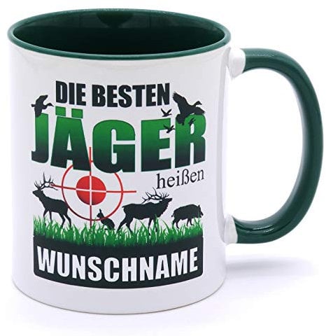 Die besten Jäger heißen Name Tasse personalisiert Becher Spruch Geschenke Geschenkideen Jägerprüfung Geschenkartikel Jagd Prüfung bestanden Herren Lustig Zubehör Accessoires Männer Deko Keramik 330 ml