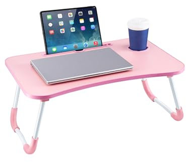 Youyijia Laptop Bed Table 60 x 40 x 28cm Bed Desk Stand with Foldable Legs & Cup Slot Notebook Stand Computer Laptop Desk for Sofa Bed