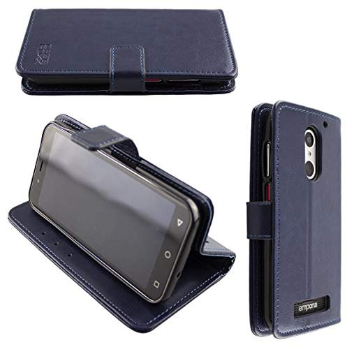 caseroxx Bookstyle Handytasche für Emporia Smart 4 in blau – Klapphülle aus Kunstleder mit Kreditkartenfächern, Magnetverschluss, Standfunktion & Rundumschutz für Display und Gehäuse