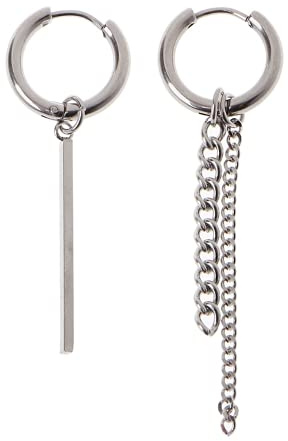 XIGAWAY Ohrringe Titan Koreanisch Hip Pop doppelte Quaste Kette Geometrische Hoop Schmuck