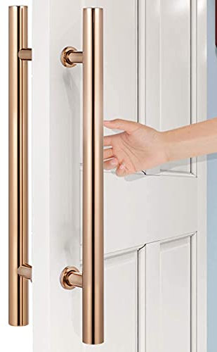 SDFVSDF Door Pull Handle Entry Door Handle Bar for Front Doors, Contemporary Luxury Stainless Steel Handle Pull Push, for Barn Doors/Shower Doors/Glass Doors (Color : Rose gold, Size : 120cm/47inch)