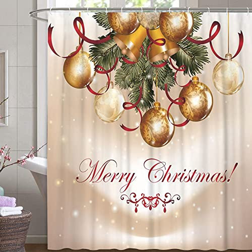 M&W DAS DESIGN Duschvorhang Shower Curtain Badewannenvorhang Badevorhang Anti Schimmel Waschbar Faltbar Schwer duschvorhang 180x200 Weihnachten