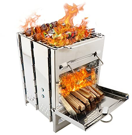 YGMXZL Holzofen Tragbar Hobo Kocher,Tragbar Holz Herd,Holzofen Backpacking Edelstahl Faltender Grill für Outdoor Aktivitäten,Picknick
