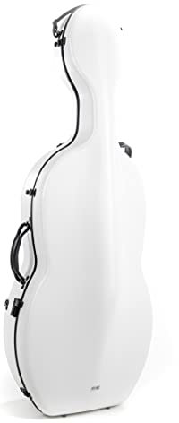 GEWA custodia per violoncello in policarbonato 4/4 bianco con cinghie a zaino, maniglia laterale e ruote (Rolly)