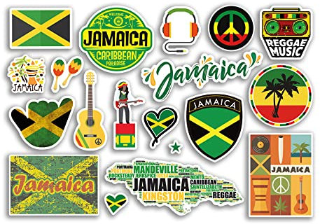 A5 Aufkleberbogen Jamaika Vinyl Aufkleber - Karibik Land Sehenswürdigkeiten Urlaub Stempel Sommer Karte Flagge Reise Stadt Gepäck Scrapbooking #79028
