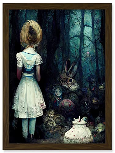 Doppelganger33 LTD Alice In Wonderland Fantasy Forest Friends Artwork Framed Wall Art Print A4