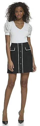 KARL LAGERFELD Damen Tweed Everyday Fashion Sport Rock, Schwarz, 44