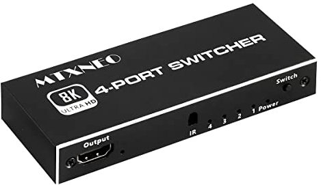 MTXNEO 8K 60Hz HDMI Splitter Switch 4 In 1 Out HDMI2.1 4 Port Switcher 4K 120Hz mit IR Fernbedienung für Computer Macbook Xbox 360 Xbox One PS5/4 Blu-Ray DVD