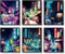 QQQDADA Japanische Wandkunstdrucke, Set mit 6 japanischen Neon-Postern, abstrakte Illustration, Wanddekoration, Tokio-Nacht-Straßen, Bild, Leinwand-Kunst, Gemälde für Wohnzimmer, Schlafzimmer,