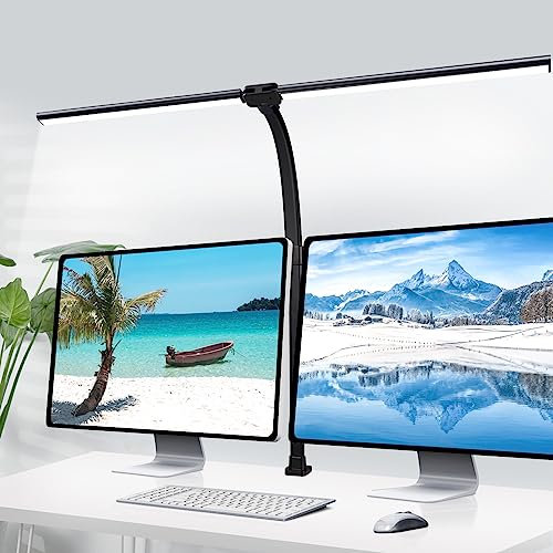 Gindoly Lampe de Table LED Puissante Pince d'architecte, Double tête, 24W 80CM, double source de lumière,pour Ecran pc,design,lecture,Dessin,Bureau