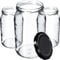 KADAX Bocaux en verre de 900 ml, Pots de Conservation avec Couvercles Hermétiques pour Conserver les Confitures et Cornichons (Noir, Lot de 8)