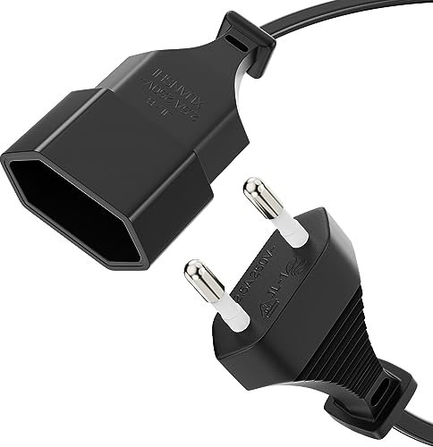 sonero Stromkabel Netzkabel Verlängerungskabel, 5,0m, Eurostecker Flachstecker Typ C Netzstecker auf Euro Buchse, Strom Verlängerung Netzkabel für TV, Spielekonsole, Haushaltsgeräte, Schwarz