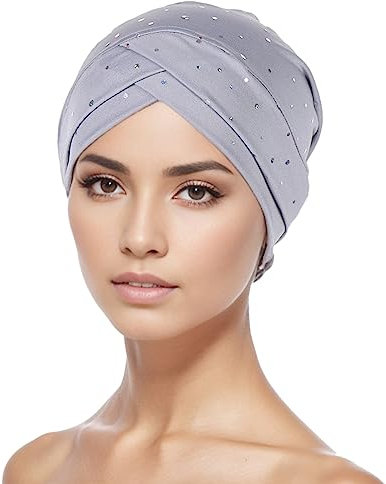 Chemo Turban Damen Beani Mütze Muslim Kappe vorderseitig ineinander gehend Weich Slouchy Frauen Headwear Kopftuch Hut Kopfbedeckung Turban Warm Wrap Schlafmütz für Haarverlust Cancer J