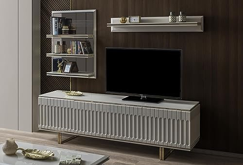 JV Möbel Luxus Fernseh Wand Wohnzimmer rtv Lowboard tv Ständer Sideboard Regal Wohnwand
