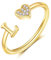 FUNEIA Herz Ring mit Buchstaben Damen Frauen Gold Silber Rosegold Verstellbarer Initiale A-Z Zirkonia Fingerring Stapelring Wasserfest Buchstabering Schmuck Mädchen Geschenkbox